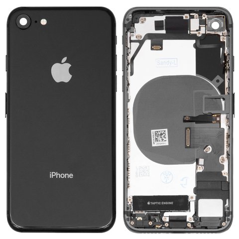 Корпус для Apple iPhone 8, чорний, повний комплект, зі шлейфом