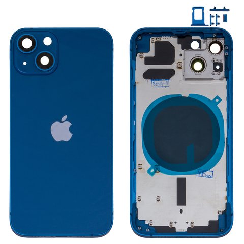 Корпус для iPhone 13, синій, з тримачем SIM карти, з боковими кнопками, blue