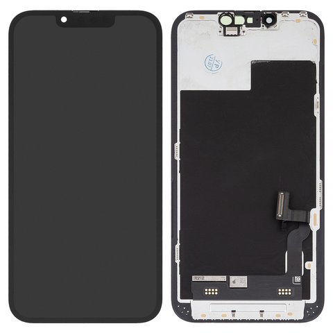 Дисплей для iPhone 13, чорний, з рамкою, Оригінал переклеєне скло 