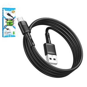 USB кабель Hoco X83, USB тип A, micro USB тип B, 100 см, 2,4 А, чорний, #6931474770882