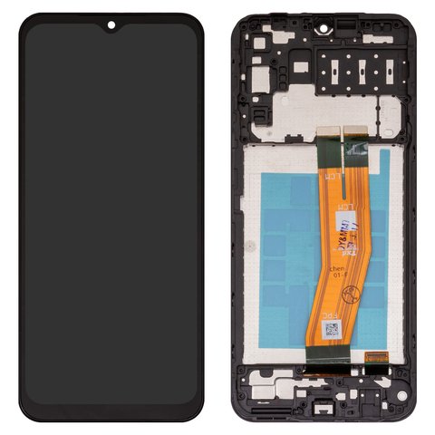 Дисплей для Samsung A145 Galaxy A14, чорний, Best copy, з рамкою, High Copy, з жовтим шлейфом