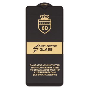 Захисне скло ESD 6D для Realme 3; Vivo Y93; Oppo A7; Xiaomi Redmi 8, Redmi 8A; Samsung A105 Galaxy A10, A107 Galaxy A10s, M105 Galaxy M10, сумісне з чохлом, Full Glue, Anti Static, без упаковки , чорний