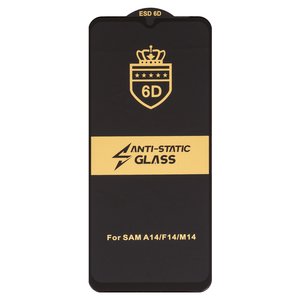 Захисне скло ESD 6D для Samsung A145 Galaxy A14, A146 Galaxy A14 5G, M146B Galaxy M14, сумісне з чохлом, Full Glue, Anti Static, без упаковки , чорний