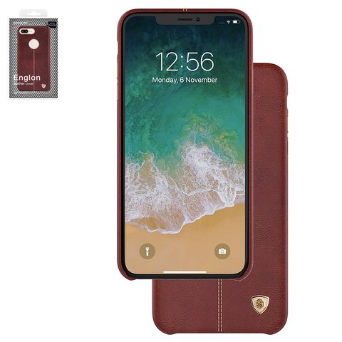 Case Nillkin Englon Leather Cover compatible with iPhone XS Max, brown, with logo hole, PU leather, plastic  #6902048163423