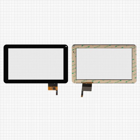 Touchscreen compatible with China Tablet PC 9"; Assistant AP 901; Freelander PD50, PD60; GoClever Tab 9300, Tab A93.2; Impression ImPAD 3113, ImPAD 3412; Ployer Momo 9, Momo 9 Star; Tongfang N9; Woxter 90BL; WorldTech WT PAD012Plus, black, 233 mm, 12 pin, 141 mm, capacitive, 9"  #300 N3849B A00 V1.0 0PD TPC0027 CZY6127A FPC