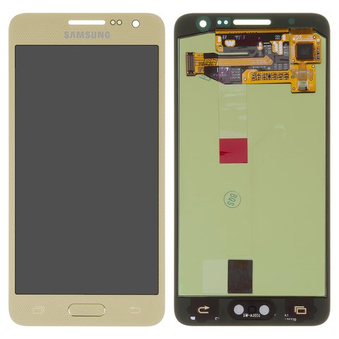 LCD compatible with Samsung A300 Galaxy A3, golden, Original PRC , original glass 