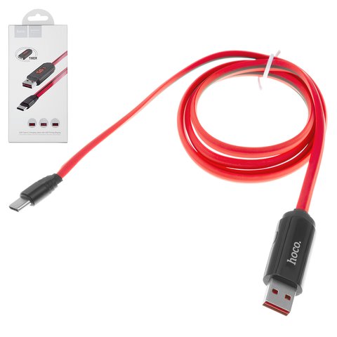 USB Cable Hoco U29, USB type A, USB type C, 100 cm, 2 A, red 