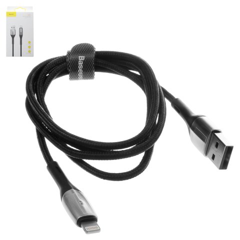 USB кабель Baseus Horizontal, USB тип A, Lightning, 100 см, 2,4 А, черный, #CALSP B01