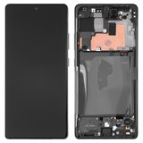 LCD compatible with Samsung G770 Galaxy S10 Lite, (black, with frame, Original (PRC))