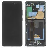 Дисплей для Samsung G988 Galaxy S20 Ultra, черный, с фронтальной камерой, с рамкой, Original (PRC), cosmic black