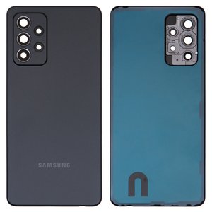 Panel trasero de carcasa puede usarse con Samsung A525 Galaxy A52, negra, con vidrio de cámara