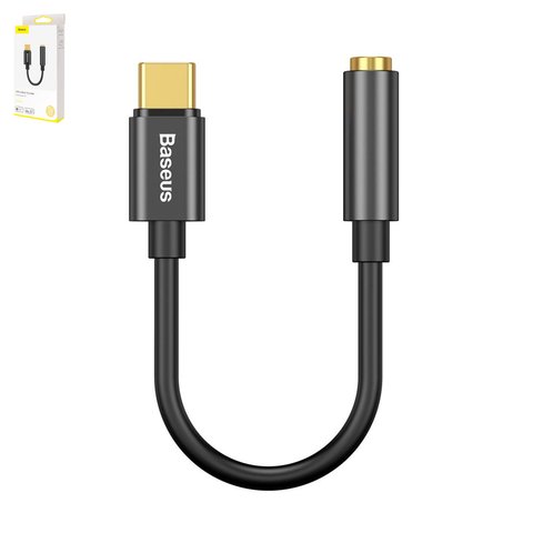 Adapter Baseus L54, supports microphone, from USB type C to 3.5 mm, USB type C, TRS 3.5 mm, black  #CATL54 01