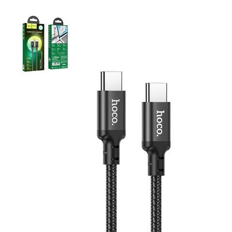 Cable USB Hoco X14, 2xUSB tipo C, 100 cm, 60 W, negro, #6931474752215