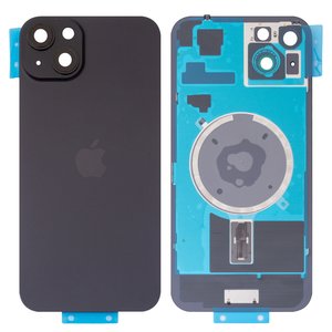 Housing Back Cover compatible with iPhone 15 Plus, black, with camera lens, Original PRC  