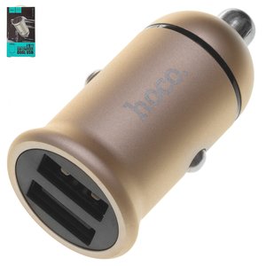 Автомобільний зарядний пристрій Hoco Z30, 2 USB виходи 5В 2,4А , золотисте