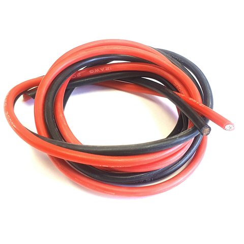 Wire In Silicone Insulation 12AWG, 3.31 mm², 1 m, black 