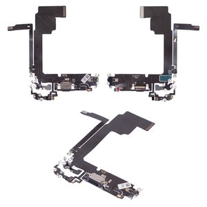 Flat Cable compatible with iPhone 15 Pro Max, charge connector, dark blue, with microphone, HC 