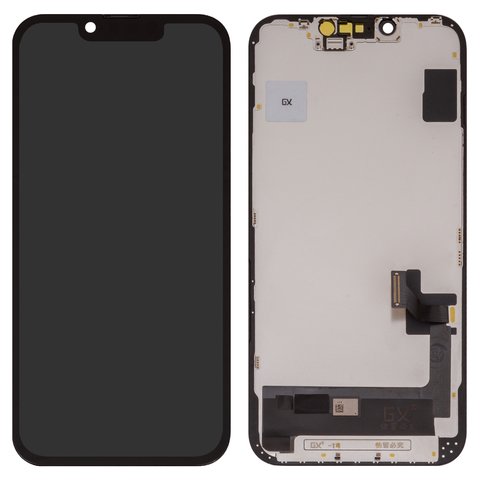 Дисплей для iPhone 14, черный, с рамкой, HC, OLED , GX OEM hard