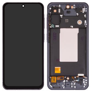 LCD compatible with Samsung A566 Galaxy A56, black, with frame, Copy, TFT  