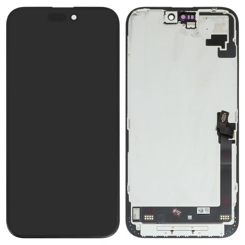 LCD compatible with iPhone 16 Plus, black, with frame, change glass 