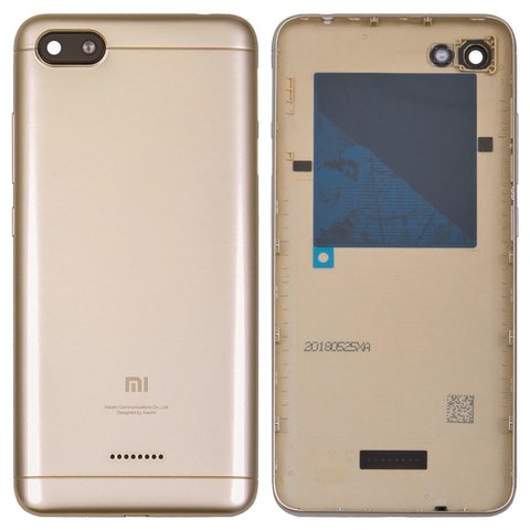 Panel trasero de carcasa puede usarse con Xiaomi Redmi 6A, dorada, dual SIM