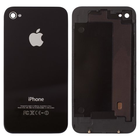 Задня панель корпусу для мобільного телефону Apple iPhone 4, чорна, копія ААА, з компонентами