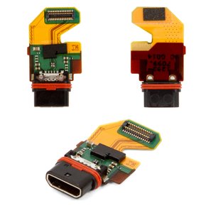 Шлейф для Sony E6833 Xperia Z5+ Premium Dual, E6853 Xperia Z5+ Premium, E6883 Xperia Z5+ Premium Dual, конектора зарядки, з компонентами