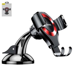 Автомобільний тримач Baseus, чорний, червоний, магнітний, вакуумний присос, #SUYL XP09
