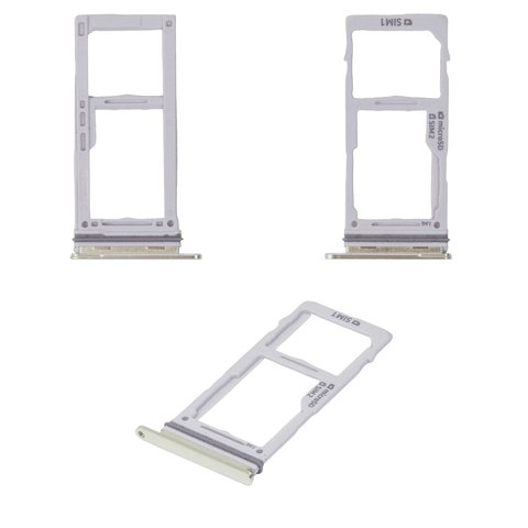 Тримач SIM карти для Samsung G973 Galaxy S10, G975 Galaxy S10 Plus, жовтий, c тримачем MMC, dual SIM