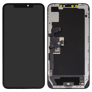 Дисплей для iPhone XS Max, черный, с рамкой, HC, OLED , OEM soft