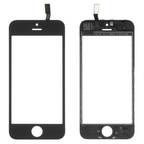 Сенсорний екран для iPhone 5S, iPhone SE, з рамкою, з ОСА плівкою, Сopy, чорний