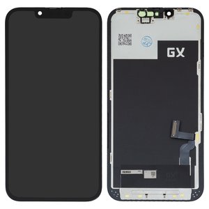 Дисплей для iPhone 13, чорний, з рамкою, High Copy, OLED , GX OEM hard