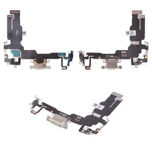 Шлейф для iPhone 15, коннектора зарядки, желтый, с микрофоном, HC