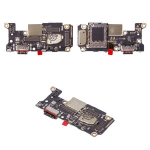 Шлейф для Xiaomi Poco F5 Pro, коннектора зарядки, с микрофоном, с компонентами, High Copy, плата зарядки