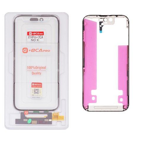 Сенсорний екран G+OCA PRO для iPhone 14 Pro, з рамкою, з ОСА плівкою, чорний, без мікросхеми